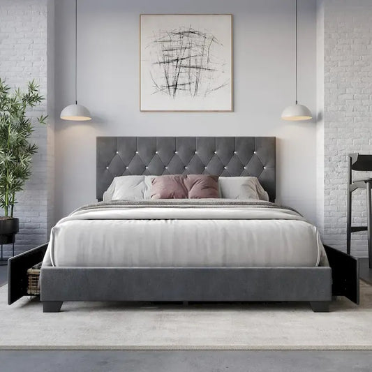 Sheffield Full Tufted Upholstered Storage Platform Bed