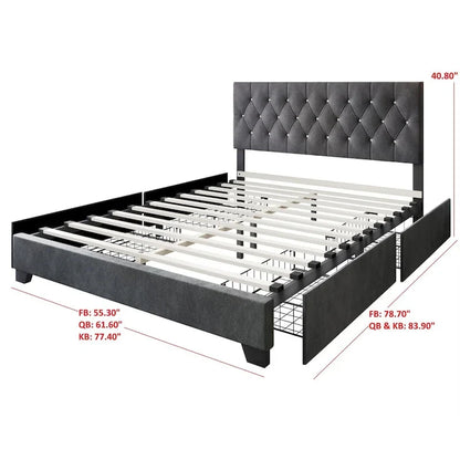 Lit plateforme de rangement capitonné Sheffield