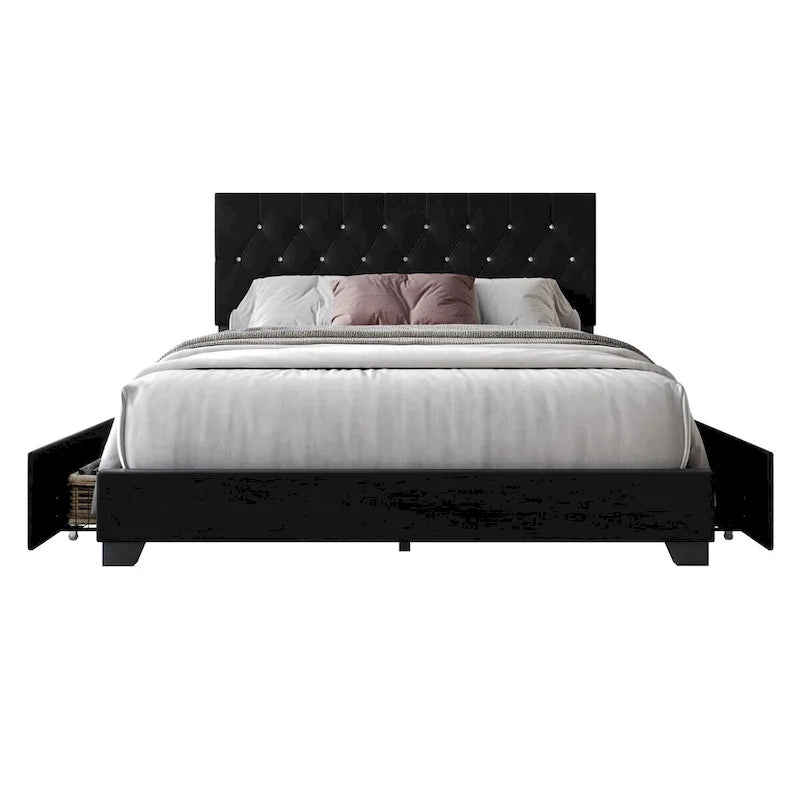 Lit plateforme de rangement capitonné Sheffield