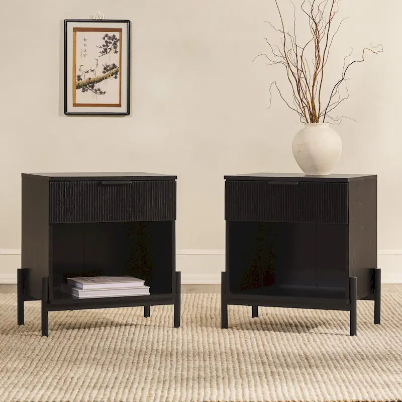 Table de chevet moderne à tiroirs cannelés Middlebrook Designs (ensemble de 2)