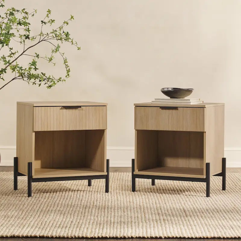 Table de chevet moderne à tiroirs cannelés Middlebrook Designs (ensemble de 2)