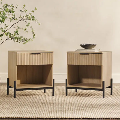 Table de chevet moderne à tiroirs cannelés Middlebrook Designs (ensemble de 2)