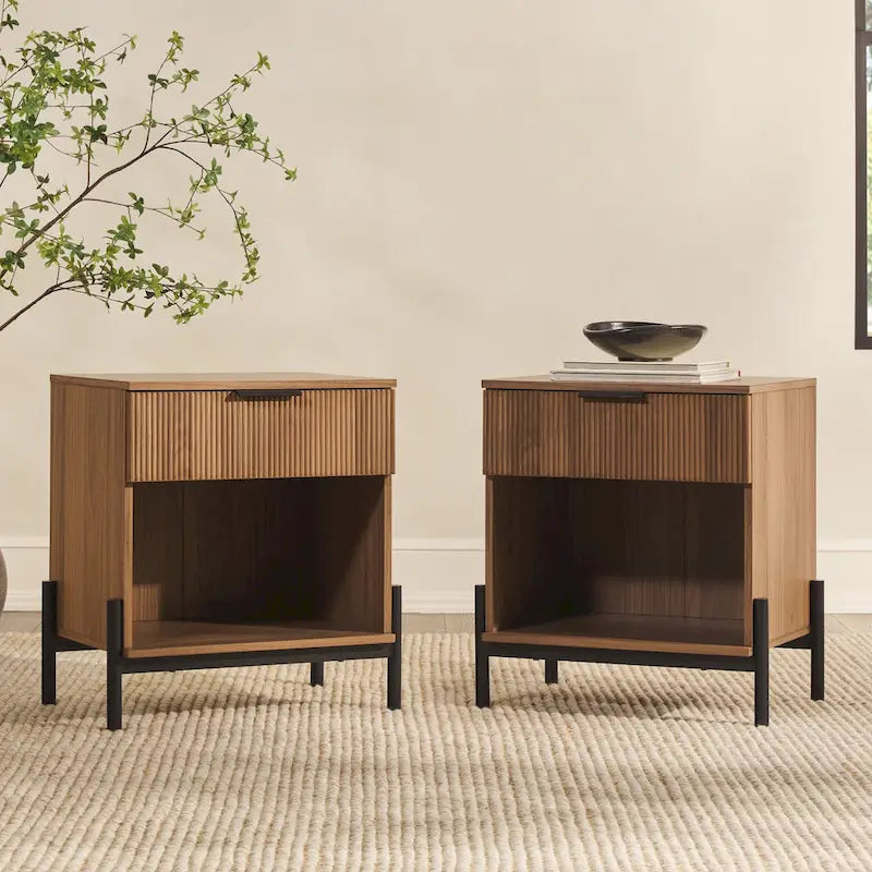 Table de chevet moderne à tiroirs cannelés Middlebrook Designs (ensemble de 2)