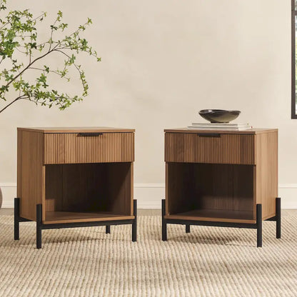 Table de chevet moderne à tiroirs cannelés Middlebrook Designs (ensemble de 2)