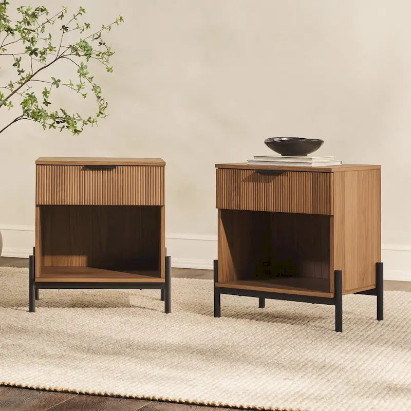 Table de chevet moderne à tiroirs cannelés Middlebrook Designs (ensemble de 2)