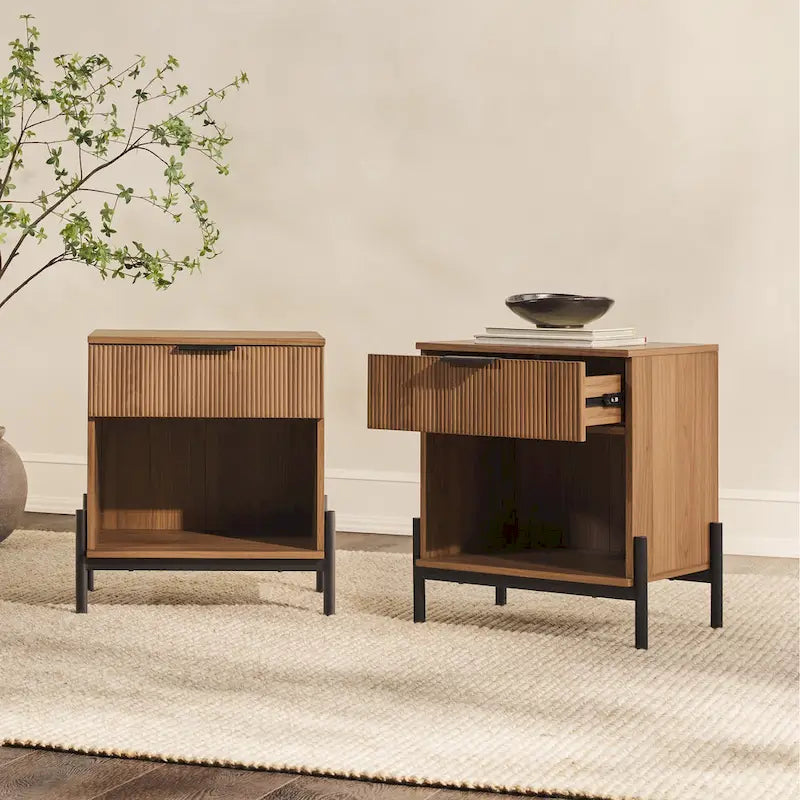Table de chevet moderne à tiroirs cannelés Middlebrook Designs (ensemble de 2)