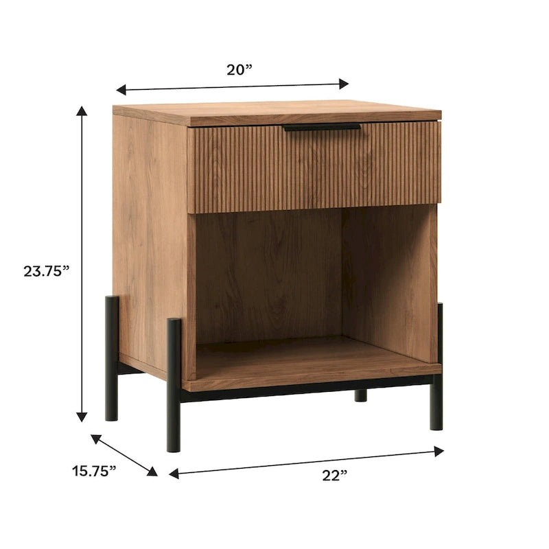 Table de chevet moderne à tiroirs cannelés Middlebrook Designs (ensemble de 2)