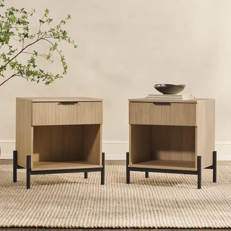 Table de chevet moderne à tiroirs cannelés Middlebrook Designs (ensemble de 2)