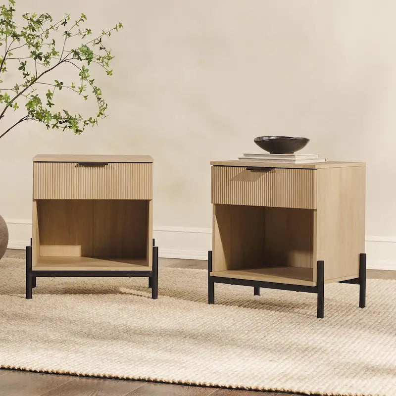 Table de chevet moderne à tiroirs cannelés Middlebrook Designs (ensemble de 2)