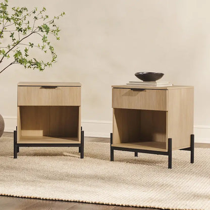 Table de chevet moderne à tiroirs cannelés Middlebrook Designs (ensemble de 2)