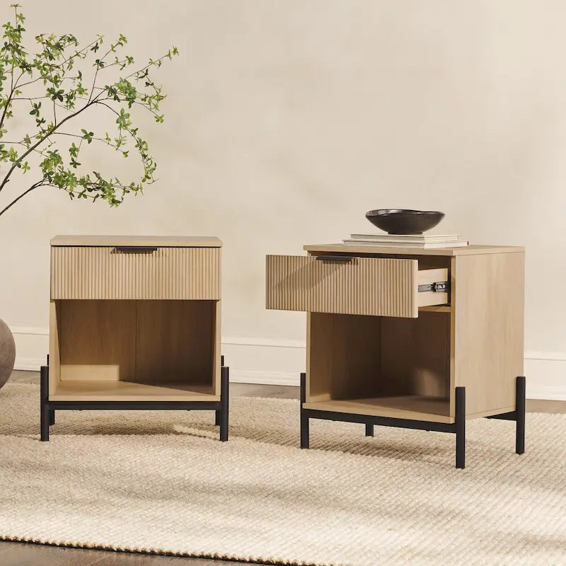 Table de chevet moderne à tiroirs cannelés Middlebrook Designs (ensemble de 2)
