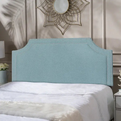 Tête de lit rembourrée en tissu Adeco avec clous décoratifs pour lit Queen