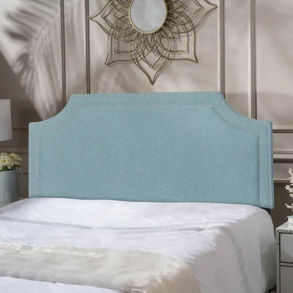 Tête de lit rembourrée en tissu Adeco avec clous décoratifs pour lit Queen