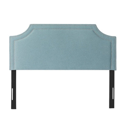 Tête de lit rembourrée en tissu Adeco avec clous décoratifs pour lit Queen