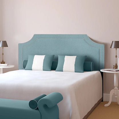 Tête de lit rembourrée en tissu Adeco avec clous décoratifs pour lit Queen