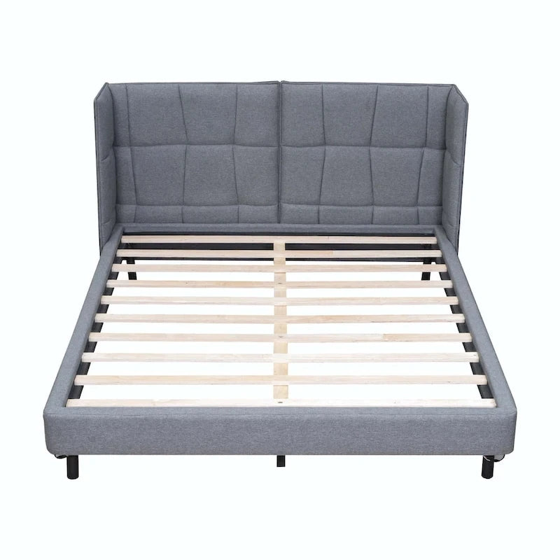 Lit plateforme rembourré avec lumières LED et tête de lit en forme de U