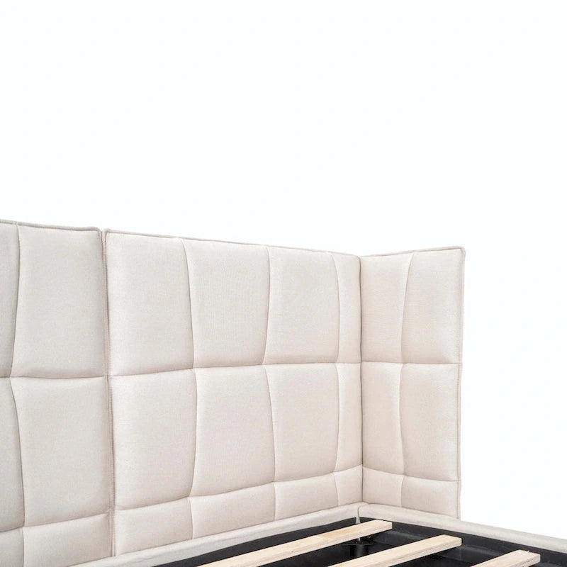 Lit plateforme rembourré avec lumières LED et tête de lit en forme de U