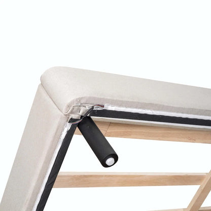 Lit plateforme rembourré avec lumières LED et tête de lit en forme de U
