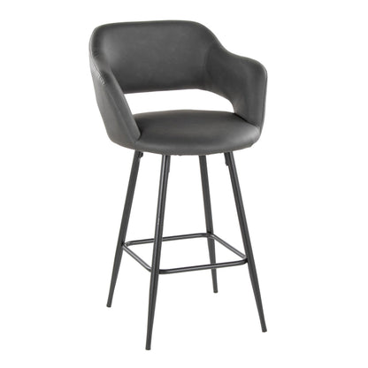Tabouret de comptoir fixe en similicuir Porch &amp; Den Vallen 26 avec pieds en métal et repose-pieds carré (lot de 2)