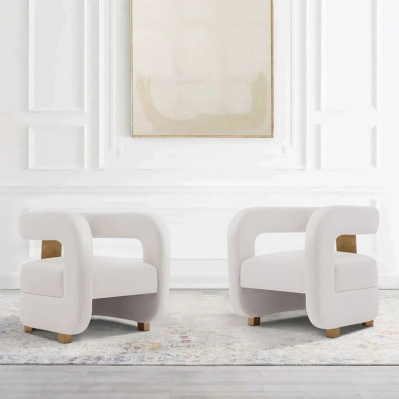 Ensemble de 2 fauteuils d'appoint modernes en velours Amirah de Manhattan Comfort