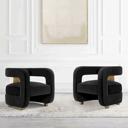 Ensemble de 2 fauteuils d'appoint modernes en velours Amirah de Manhattan Comfort