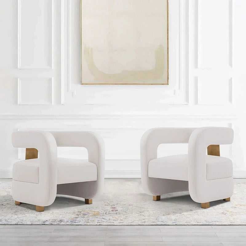 Ensemble de 2 fauteuils d'appoint modernes en velours Amirah de Manhattan Comfort