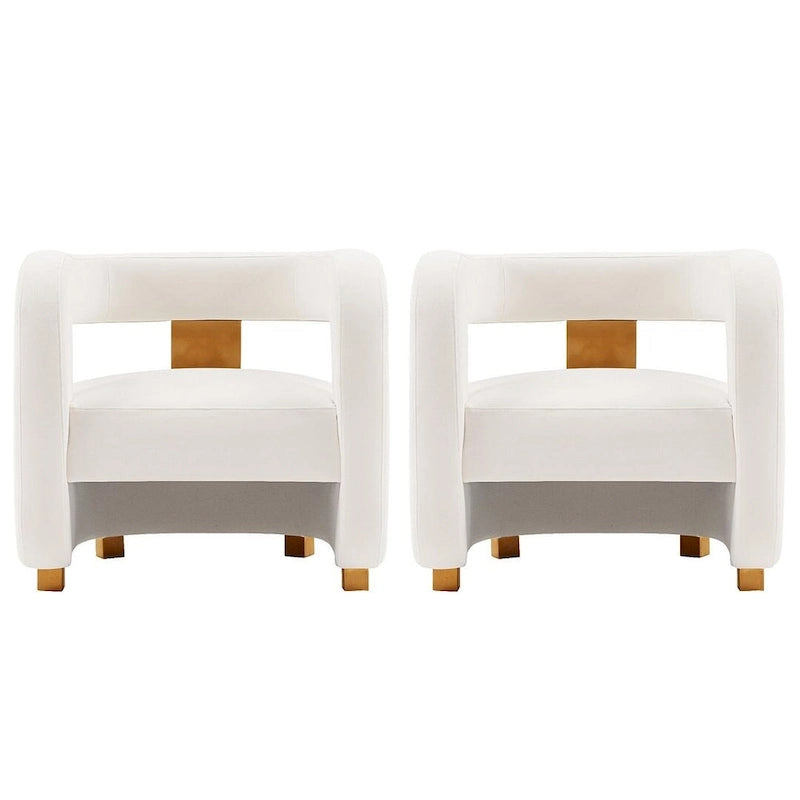 Ensemble de 2 fauteuils d'appoint modernes en velours Amirah de Manhattan Comfort