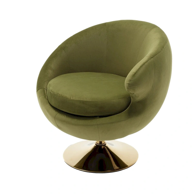 Fauteuils d'appoint HOMEFUN en velours pivotants à 360 degrés, forme tonneau, à dossier ergonomique