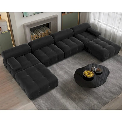 Canapé d'angle modulable convertible 138, canapés minimalistes en velours en forme de U