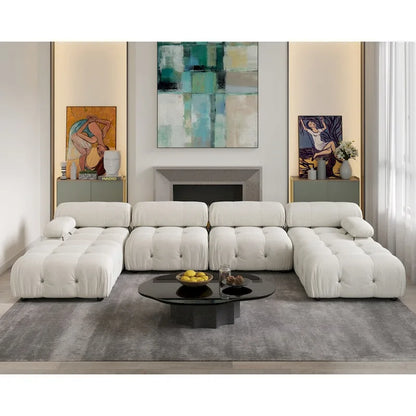 Canapé d'angle modulable convertible 138, canapés minimalistes en velours en forme de U