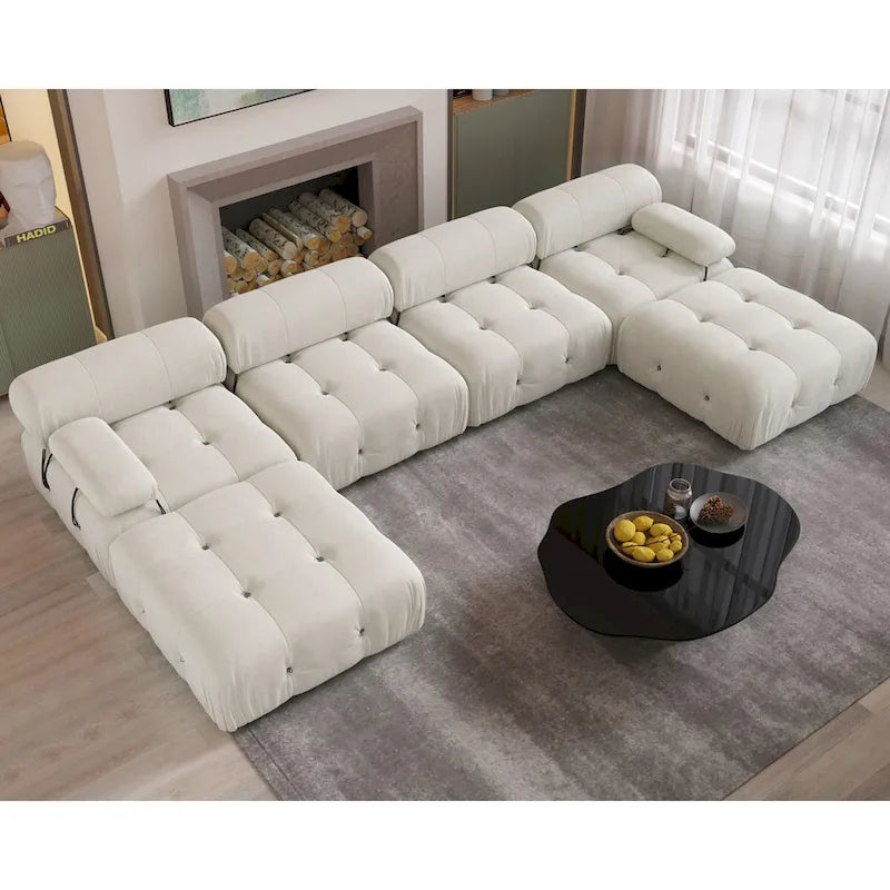 Canapé d'angle modulable convertible 138, canapés minimalistes en velours en forme de U