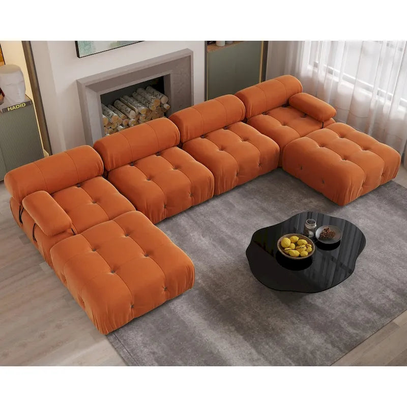 Canapé d'angle modulable convertible 138, canapés minimalistes en velours en forme de U