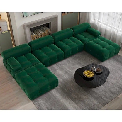 Canapé d'angle modulable convertible 138, canapés minimalistes en velours en forme de U