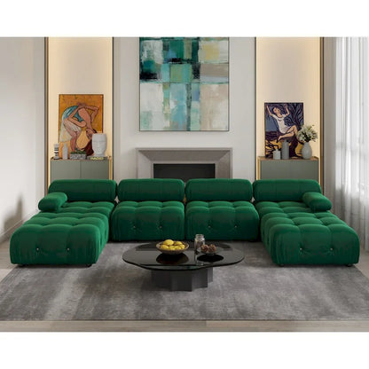Canapé d'angle modulable convertible 138, canapés minimalistes en velours en forme de U