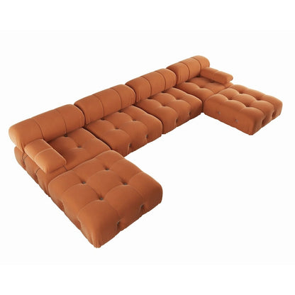 Canapé d'angle modulable convertible 138, canapés minimalistes en velours en forme de U