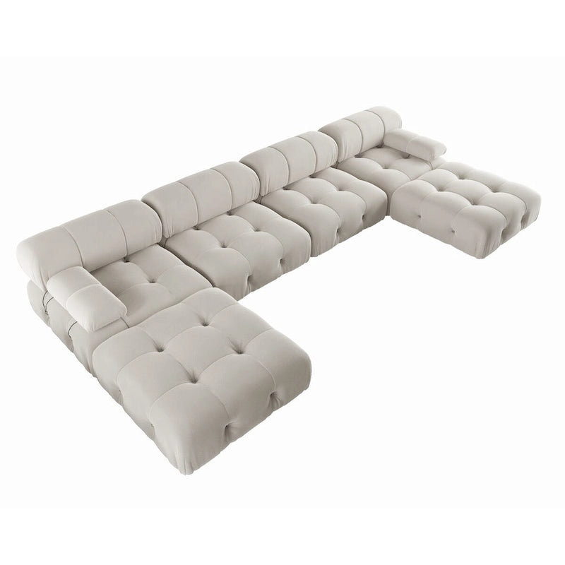 Canapé d'angle modulable convertible 138, canapés minimalistes en velours en forme de U