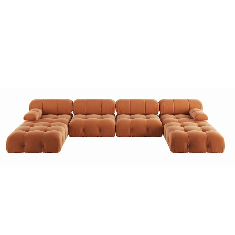 Canapé d'angle modulable convertible 138, canapés minimalistes en velours en forme de U