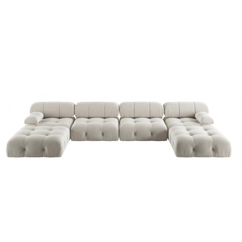 Canapé d'angle modulable convertible 138, canapés minimalistes en velours en forme de U