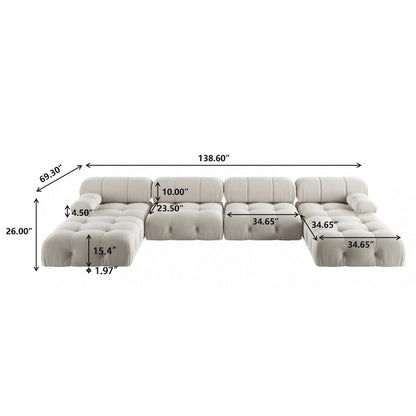 Canapé d'angle modulable convertible 138, canapés minimalistes en velours en forme de U