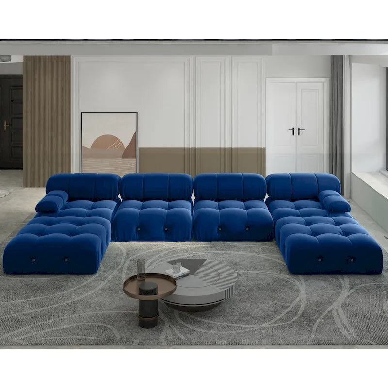 Canapé d'angle modulable convertible 138, canapés minimalistes en velours en forme de U