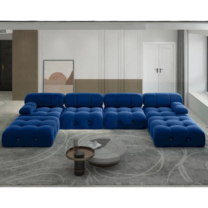 Canapé d'angle modulable convertible 138, canapés minimalistes en velours en forme de U