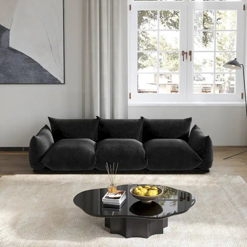 Canapé 3 places moderne et confortable, canapé d'angle en chenille 3 places modulable avec coussins épais