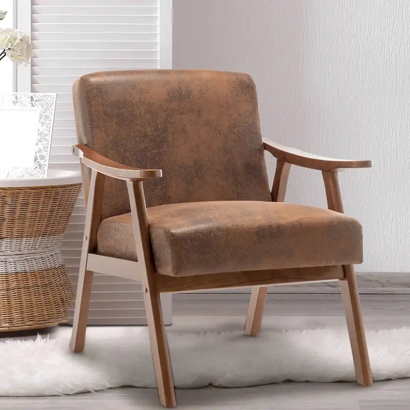 Fauteuil d'appoint moderne du milieu du siècle avec structure en bois massif, lot de 1