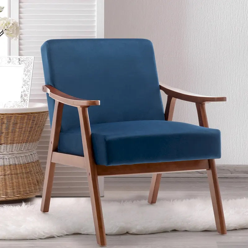 Fauteuil d'appoint moderne du milieu du siècle avec structure en bois massif, lot de 1