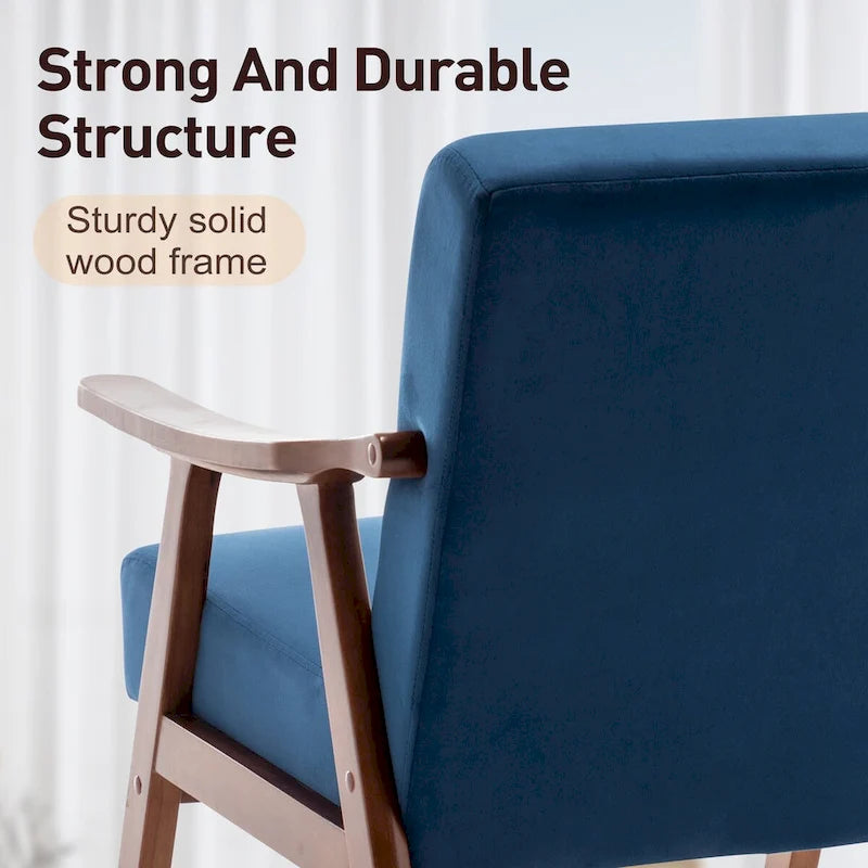 Fauteuil d'appoint moderne du milieu du siècle avec structure en bois massif, lot de 1