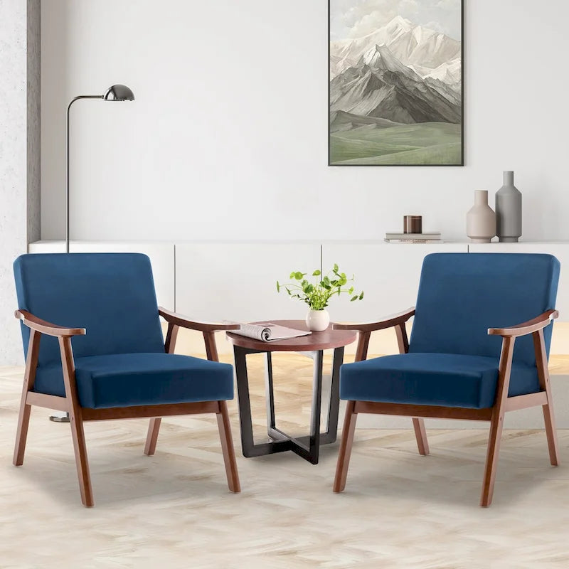 Fauteuil d'appoint moderne du milieu du siècle avec structure en bois massif, lot de 1