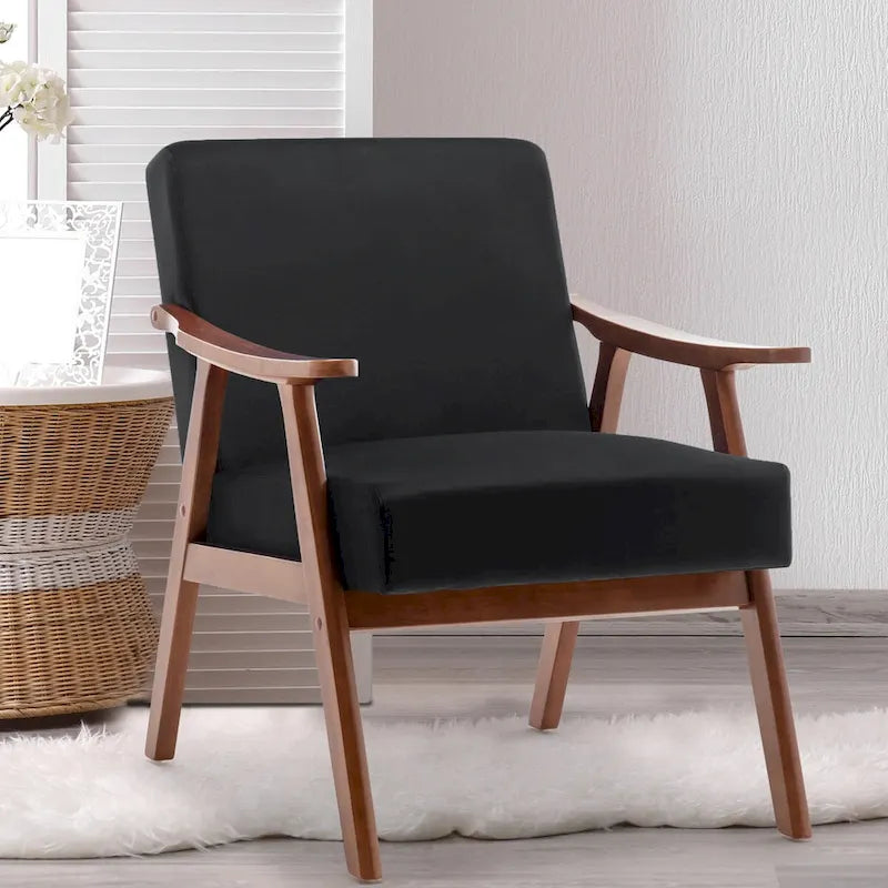 Fauteuil d'appoint moderne du milieu du siècle avec structure en bois massif, lot de 1