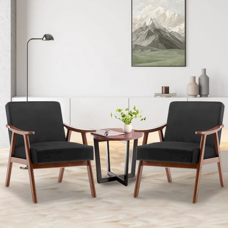 Fauteuil d'appoint moderne du milieu du siècle avec structure en bois massif, lot de 1