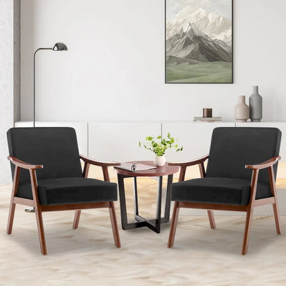 Fauteuil d'appoint moderne du milieu du siècle avec structure en bois massif, lot de 1