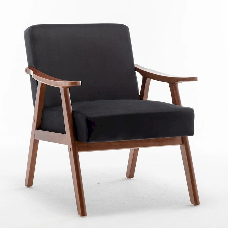 Fauteuil d'appoint moderne du milieu du siècle avec structure en bois massif, lot de 1